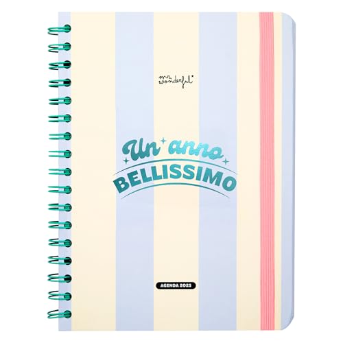 Mr. Wonderful Agenda Wonder 2025 Settimanale - Un Anno Bellissimo - Include 8 Fogli Di Adesivi E Blocchetti Di Note Adesive Con Diverse Forme