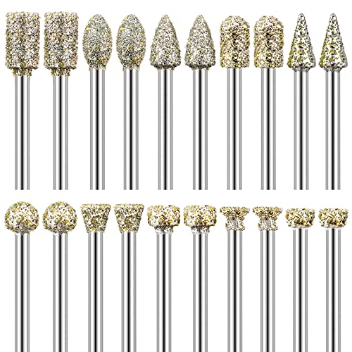 20 Pezzi Frese Diamantate Per Dremel, Set Di Frese Diamantate Con Gambo Da 3 Mm Per Pietra Intaglio Fai Da Te, Rettifica, Lucidatura, Incisione