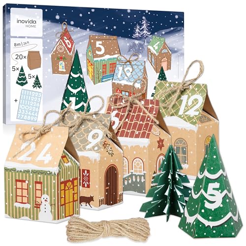 Calendario Dell'Avvento Da Riempire Bambini E Adulti: Calendario Dell'Avvento 2024 Fai Da Te – Casette Di Carta E Adesivi Con Numeri – Calendario Di N