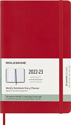Moleskine - Agenda Settimanale 18-Mesi, Agenda Settimanale 2022/2023, Agenda Settimanale Con Copertina Morbida E Chiusura Elastica, Formato Large 13 X
