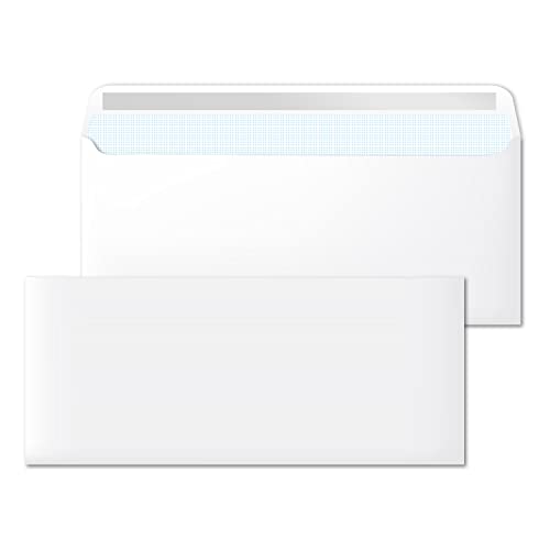 Sobres De Papel, Sobre Blanco Americano Sin Ventana, Medida 220 X 110 Mm, Sobres Papel Blancos Para Cartas Y Documentos, Sobres 90 G/M² Con Cierre Aut