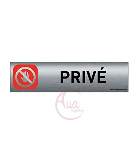 Plaque De Porte Aluminium Brossé Imprimé -Dimensions 200 X 50 Mm - Double Face Adhésif Au Dos - Impression Uv Directement Sur L'Aluminium (Pas De Cont