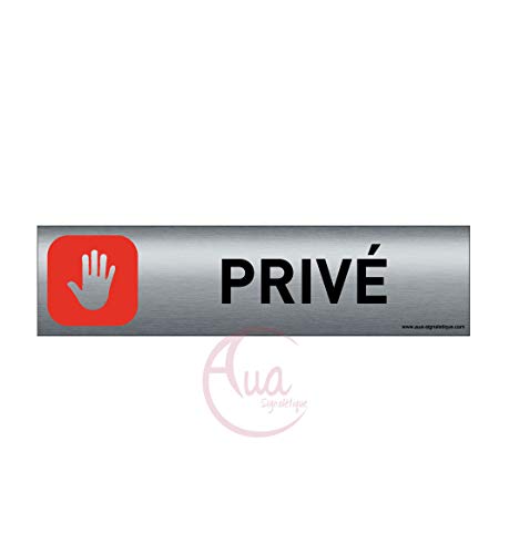 Plaque De Porte Aluminium Brossé Imprimé -Dimensions 200 X 50 Mm - Double Face Adhésif Au Dos - Impression Uv Directement Sur L'Aluminium (Pas De Cont