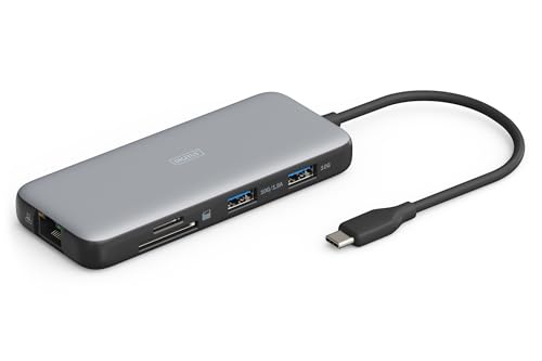 Digitus Usb-C Docking Station - 8 Porte - 2X Hdmi Ultrahd 4K/60Hz - 2X Usb-A 3.2 Gen2-1X Usb-C 100W Pd 3.0-1X Rj45 - Doppio Lettore Di Schede - Grigio