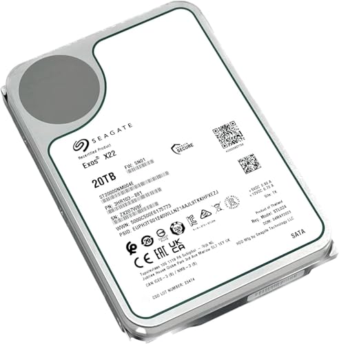 Seagate Exos X22 - Disco Rigido Interno St20000Nm004E, 3,5", Hdd 512E/4Kn Sata3, 7200Rpm, 256Mb
