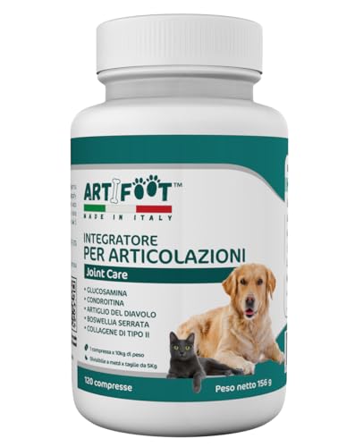 Artifoot - Integratori Per Cani Articolazioni - 120 Compresse Insapore - Glucosamina E Condroitina, Boswellia, Artiglio Del Diavolo E Collagene Di Tip