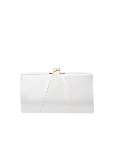 Swanky Swans Mira Satin Classic Frame Bag - Pochette Da Giorno Donna, Beige (Ivory), 5.1X12X20.8 Cm (W X H L)