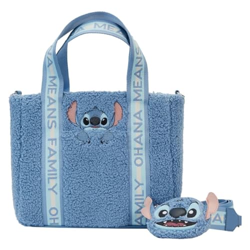 Loungefly Disney Stitch Peluche Sherpa Tote Bag Con Portamonete, Multi