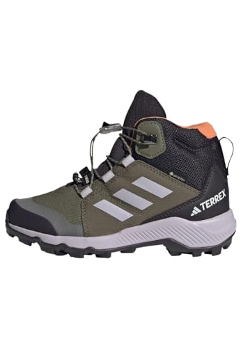 Adidas Terrex Mid Gore-Tex Hiking Shoes, Scarpe Da Trekking Unisex-Adulto, Olive Strata/Silver Dawn/Amber, 33 Eu