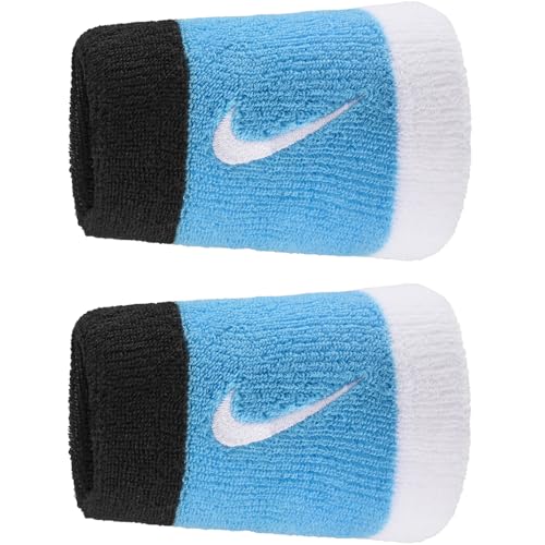 Coppia Polsini Tennis Lunghi Nike Swoosh Double Wide Più Colori (Black/Baltic Blue/White)