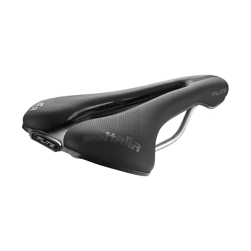 Selle Italia Flite Boost Gravel Ti 316 Superflow - Sella Bici Gravel, Foro Anatomico, Imbottitura Leggera, Ammortizzatori - Taglia L3, Nero