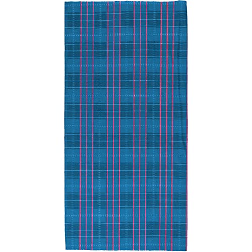 M-Wave Hals-/ Kopftuch, Panno Multifunzionale Unisex-Adulto, Blu/Rosso Quadrato, 26 X 48 Cm