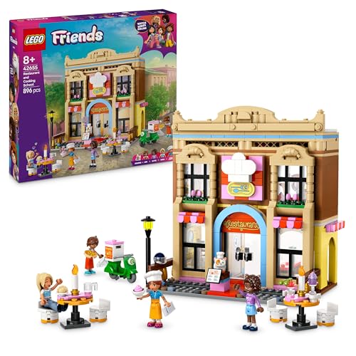 Lego Friends Ristorante E Scuola Di Cucina, Giochi Creativi Per Lo Sviluppo Delle Abilità Sociali Per Bambine Da 8 Anni Con Mini Bamboline, Gatto E Ci