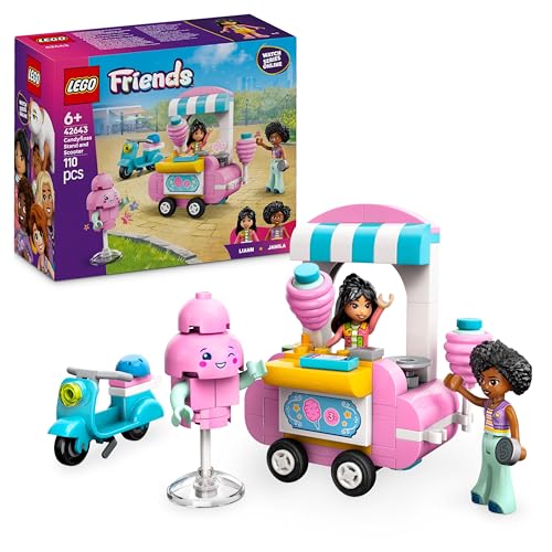Lego Friends Bancarella Di Zucchero Filato E Scooter, Giochi Di Ruolo Creativi Per Bambine Da 6 Anni Con Mini Bamboline Di Liann E Jamila, Veicolo, Ca