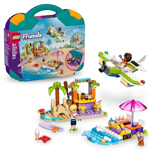 Lego Friends Valigia Creativa Da Spiaggia E Da Viaggio, Giochi Di Ruolo 2 In 1 Per Bambine Da 5 Anni, Scatola Personalizzabile Con Adesivi, Personaggi