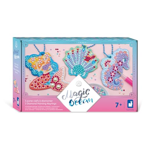 Janod - Magico Oceano - 3 Portachiavi Con Diamanti - Creazione Di Portachiavi - Kit Creativo Per Bambini - Apprendimento Della Motricità Fina E Della