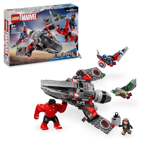 Lego Marvel Battaglia Captain America Vs. Hulk Rosso Con Aereo Giocattolo Da Costruire E Minifigure Dei Supereroi, Giochi D'Azione Per Bambini E Bambi