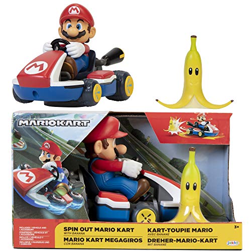 Nintendo Super Mario – Mario Kart Spin&Out 6Cm, Con Buccia Di Banana. I Grilletti Anteriori E Posteriori Attivano La Funzione Di Rotazione A 360 Gradi