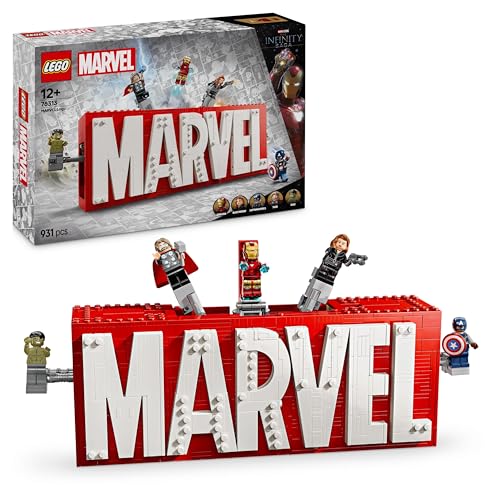 Lego Logo E Minifigure Marvel - Modellino Da Costruire Con Supereroi Leggende Di Hulk, Thor, Iron Man, Black Widow E Captain America Giocattolo, Gioch