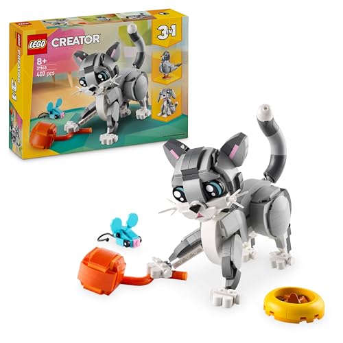 Lego Creator 3 In 1 Gatto Giocoso Giocattolo - Si Trasforma In Piccione O In Cane - Animali Da Costruire Per Bambine, Bambini, Ragazze E Ragazzi Da 8 