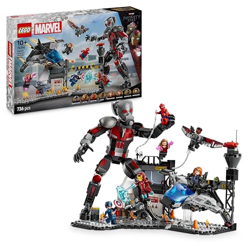 Lego Marvel Azione Di Battaglia Captain America: Civil War - Set Con Supereroi, 8 Minifigure Avengers, Aereo Giocattolo Quinjet E Accessori, Giochi Pe