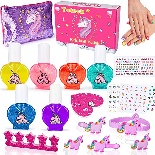 Lubibi Unicorno Set Di Smalti Per Unghie Per Bambini 18 Pcs Set Smalti Peel-Off Con Lime Per Unghie Separatore Adesivi Per Unghie Grandi Regali Per Ra