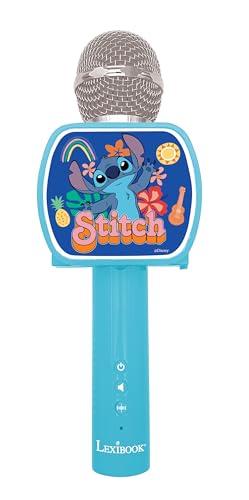 Lexibook, Disney Stitch, Microphone Bluetooth® Avec Fonction Changement De Voix, Enceinte Intégrée, Support De Téléphone Inclus, Bleu, Mic240D