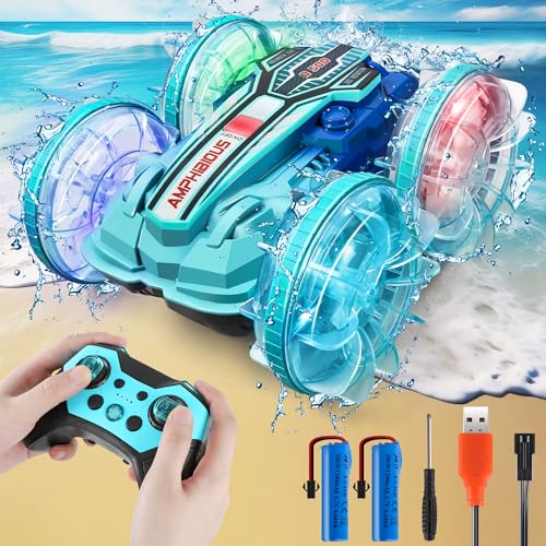 Gleehapy Macchina Telecomandata Per Bambini - Macchina Radiocomandata Anfibia 4X4 Con Luce Macchinina Telecomandata Bambino Auto Telecomandata Bambino