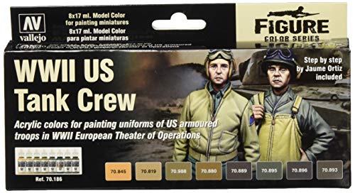 Vallejo- Model Color-Wwii Us Tank Crew Set Di Montaggio Per Modellini, Multicolore, 1 Count (Pack Of 1), 070186