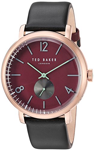 Ted Baker- Gents Oliver Rose Gold Burgundy Dial Black Strap Watch