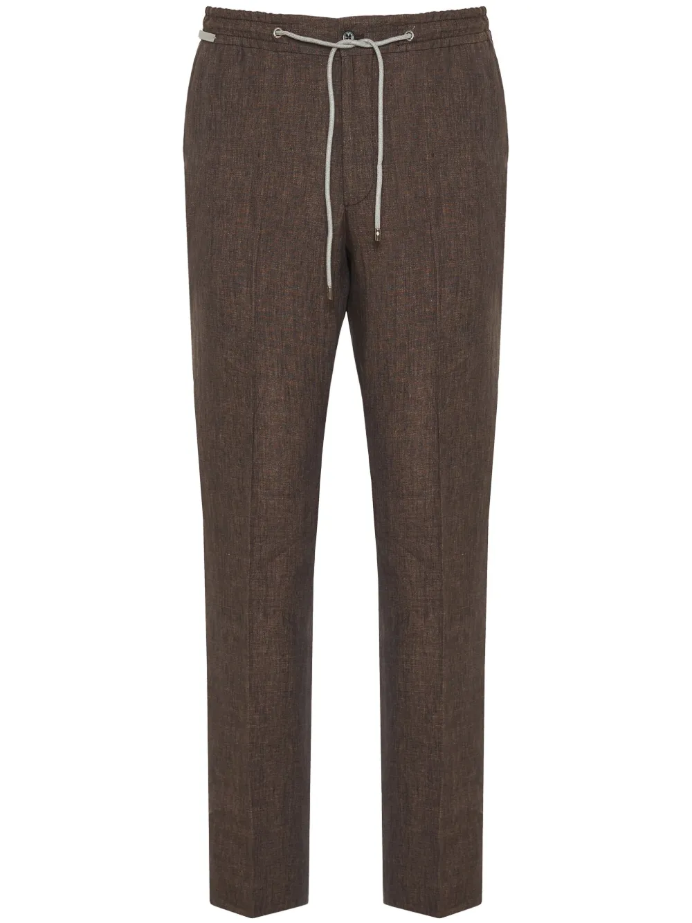 Corneliani drawstring linen trousers - Marrone