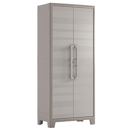 Keter Armadio Alto Gulliver, 4 Ripiani Regolabili, Da Esterno, Ideale Per Balcone E Giardino, Sabbia/Beige, 80X44X182 H Cm