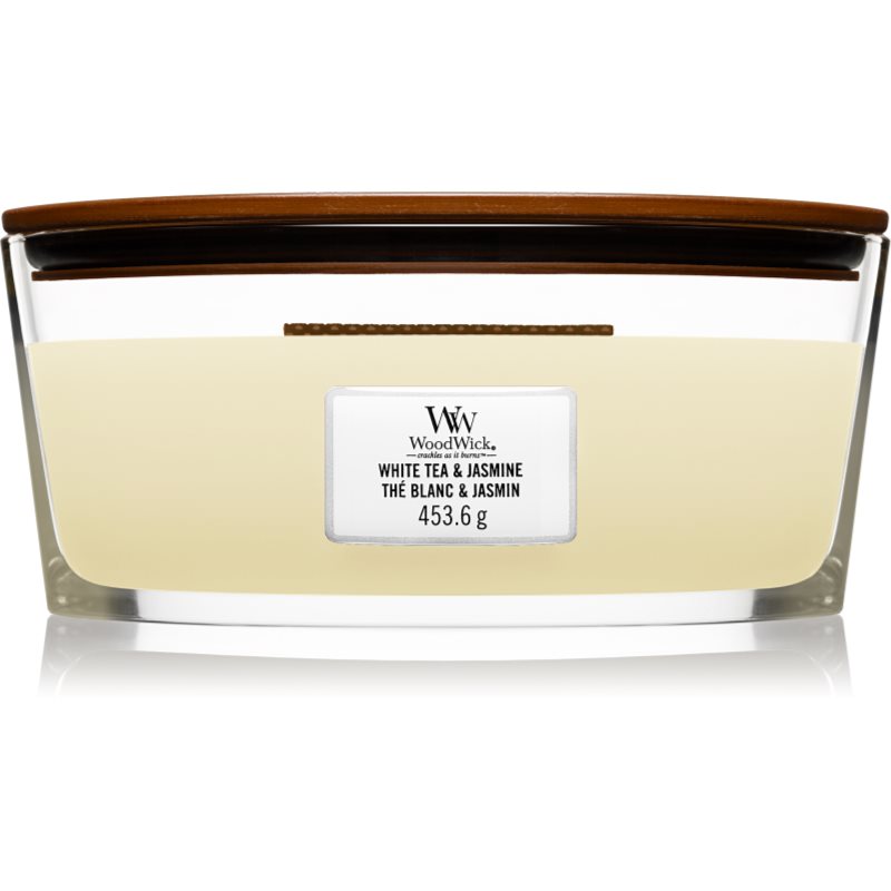 Woodwick White Tea & Jasmine Candela Profumata Con Stoppino In Legno (Hearthwick) 453.6 G