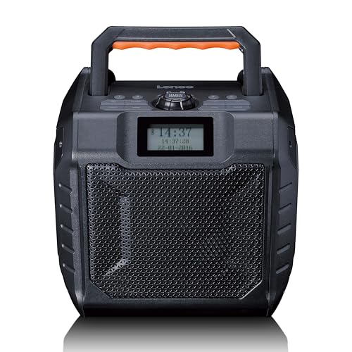 Lenco Odr-160Bk - Radio Dab+/Fm, Altoparlante Bluetooth, Antiurto E Impermeabile, Lettore Di Schede Sd, Aux-In, 35 W Rms, Durata Della Batteria 20 Ore