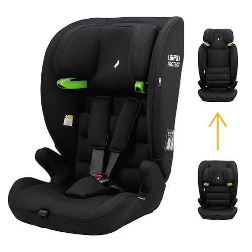 Osann Lupo Seggiolino Per Bambini, Taglia I-Size Da 76 A 150 Cm, Seggiolino Auto Senza Isofix, Cintura A 3 Punti, Colore Nero