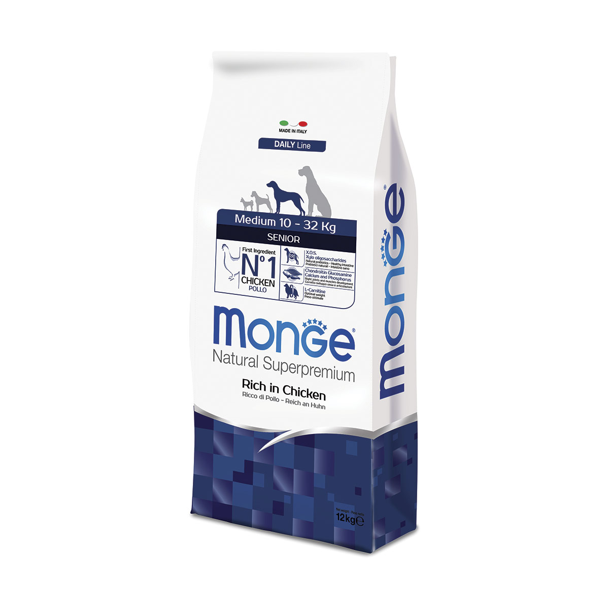 Monge natural superpremium medium senior ricco di pollo - 12 kg - croccantini per cani