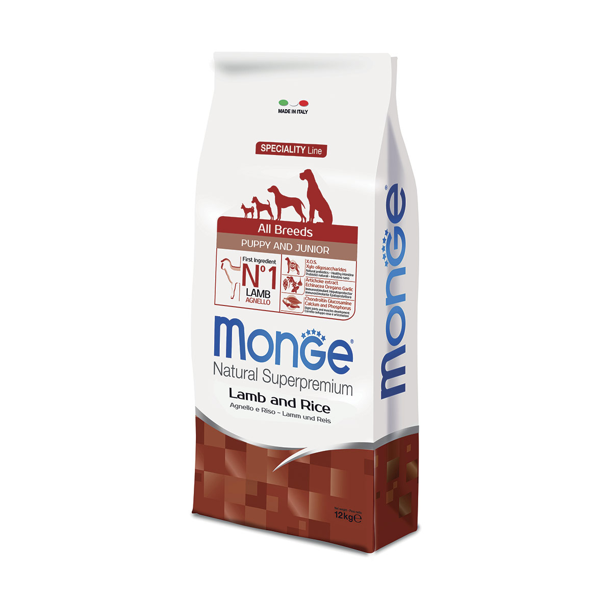 Monge natural superpremium puppy & junior agnello e riso - 12 kg - crocchette monoproteiche cane