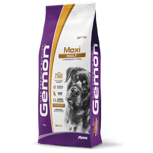 Monge gemon maxi adult con pollo e riso - 15 kg - croccantini per cani