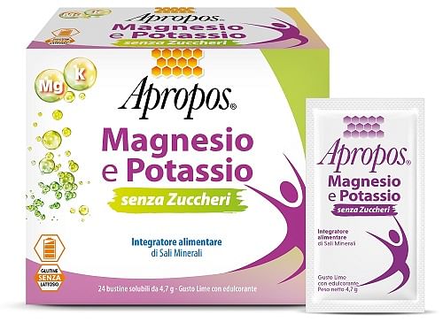 Apropos Magnesio E Potassio Senza Zuccheri 24 Bustine Gusto Lime