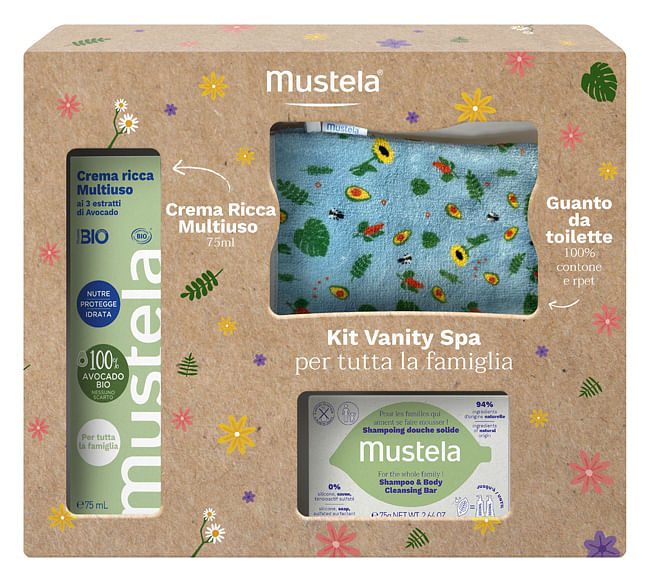 Mustela Cofanetto Family 1 Mustela Crema Ricca Multiuso 75 Ml + 1 Mustela Shampoo E Detergente Solido 75 G