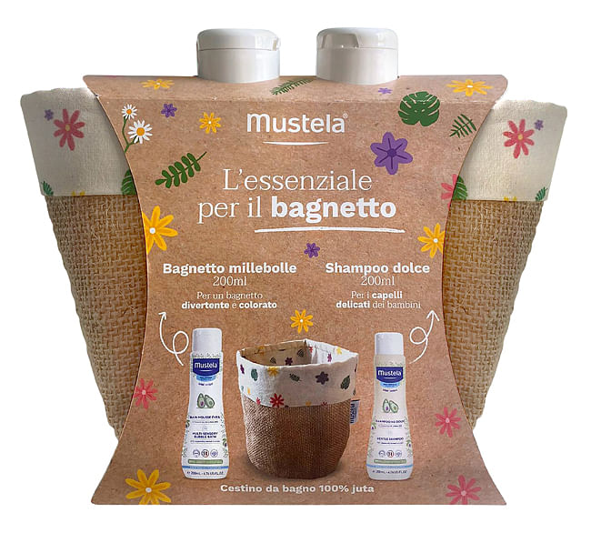 Mustela Cofanetto Panier 23 1 Mustela Bagnetto Mille Bolle 200 Ml + 1 Mustela Shampoo Dolce 200 Ml