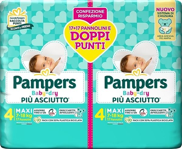 Pampers Baby Dry Pannolino Duo Downcount Maxi 34 Pezzi