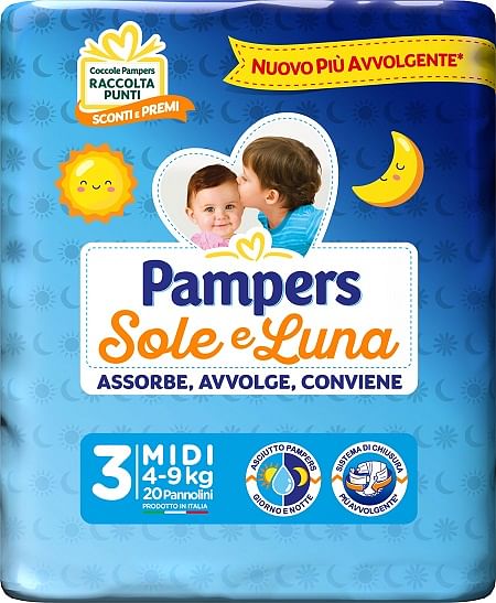 Pampers Sole Luna Mididi 20 Pezzi