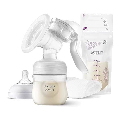 Avent Tiralatte Manuale Natural + 4 Coppette Assorbilatte E 5 Sacchetti Conserva Latte