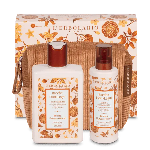 Bacche Fiori Legni Beauty Pochette Legno Di Cedro Bagnoschiuma 250 Ml + Deodorante 100 Ml Edizione Limitata