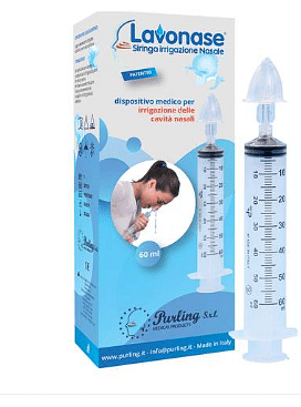 Lavonase Irrigazione Nasale Non Sterile Siringa 60 Ml + Luer Lock Con Cappuccio + Ugello Nasale Con Raccordo Luer Lock + Perforatore Con Valvola Non R