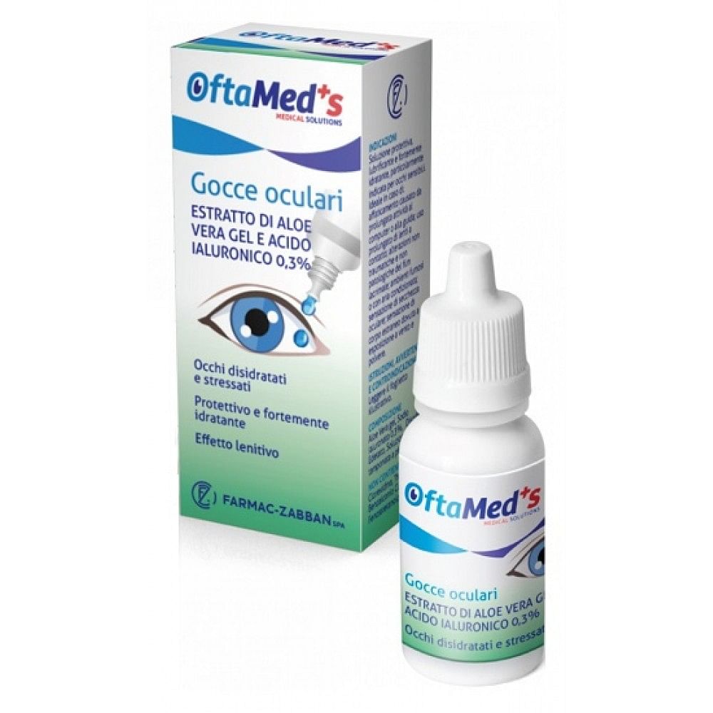 Oftamed'S Gocce Oculari Occhi Disidratati E Stressati Estratto Aloe Vera Gel E Acido Ialuronico 0,3% 10 Ml