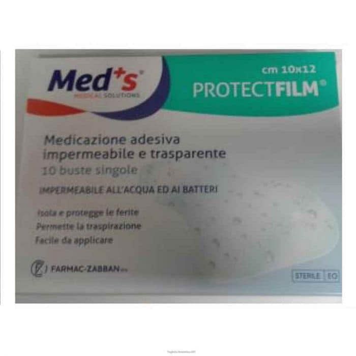 Meds Protect Film Medicazione Poliuretano Impermeabile Adesiva 10 X12 Cm 10 Pezzi
