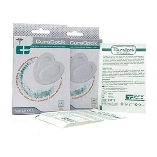 Compressa Oculare Sterile Adesiva Cura Optik In Puro Cotone Per Medicazione Monouso Ad Incarto Singolo 10 Pezzi