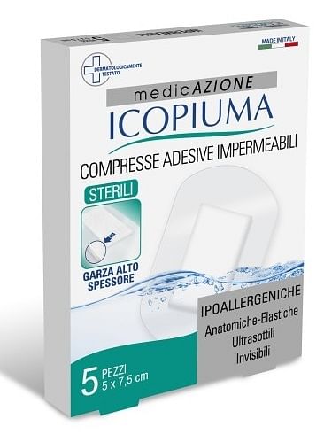 Garza Compressa Icopiuma Medicata Postoperatoria 5 X7,5 Cm 5 Pezzi